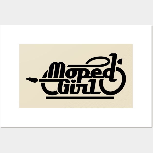 Moped Girl / Mopedgirl (black) Wall Art by GetThatCar